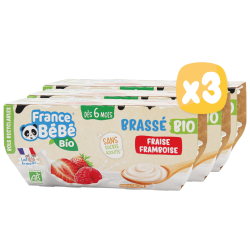 Yaourt brassé au lait entier de vache pour bébé dès 6 mois - Fraise  Framboise - FRANCE BéBé BIO